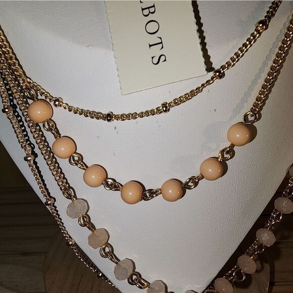 Talbots Goldtone Peach, Beige And Pink Beaded Necklace NWT 42" - Picture 7 of 11